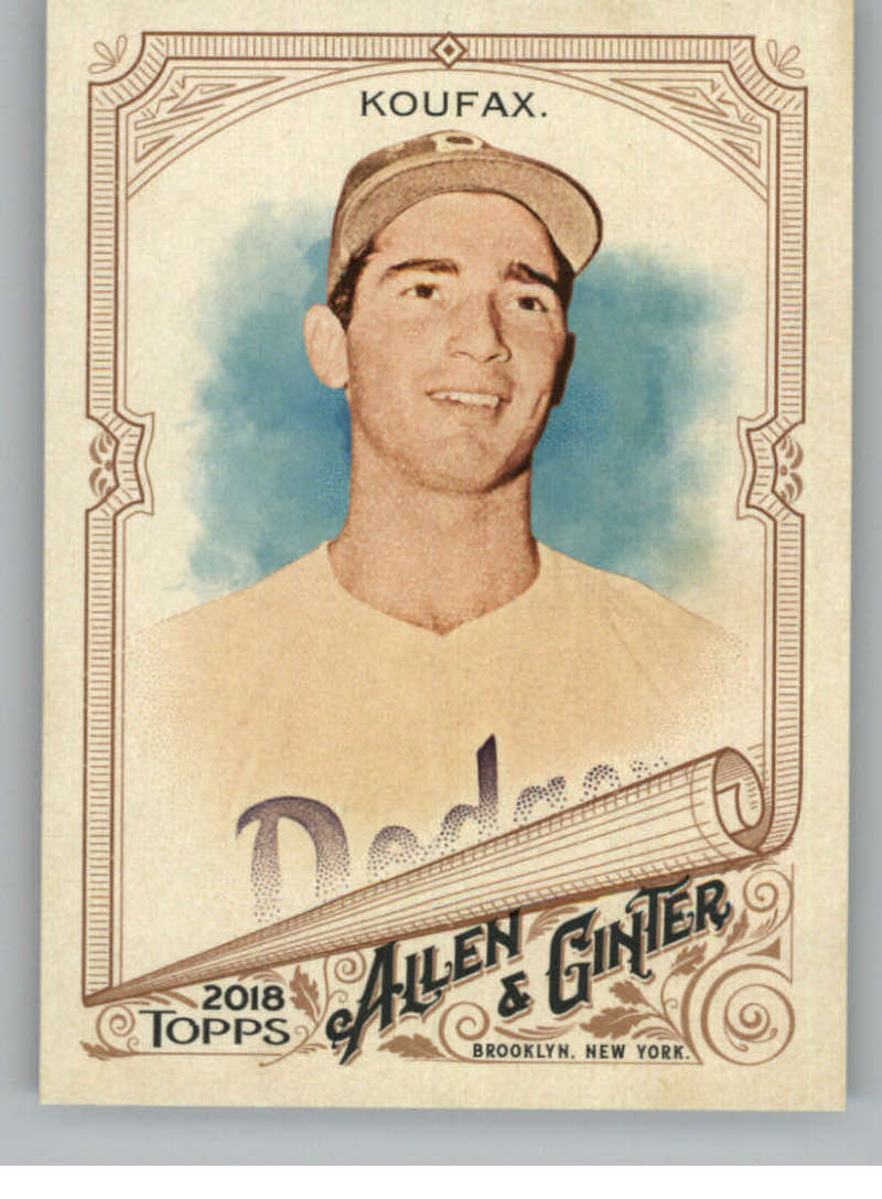 2018 Topps Allen and Ginter Baseball #200 Sandy Koufax Brooklyn Dodgers Official MLB Trading Card
