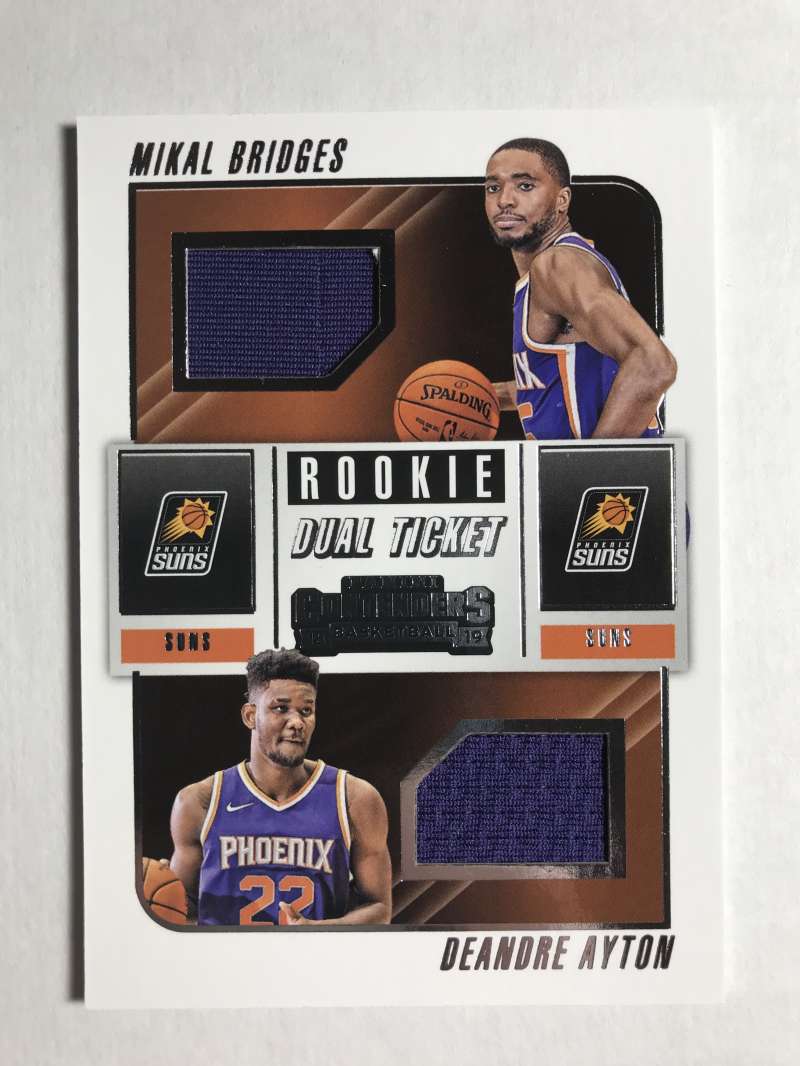 2018-19 Panini Contenders Rookie Ticket Dual Swatches Basketball Deandre Ayton/Mikal Bridges Jersey/Relic Phoenix Suns  Official NBA Card From Panini