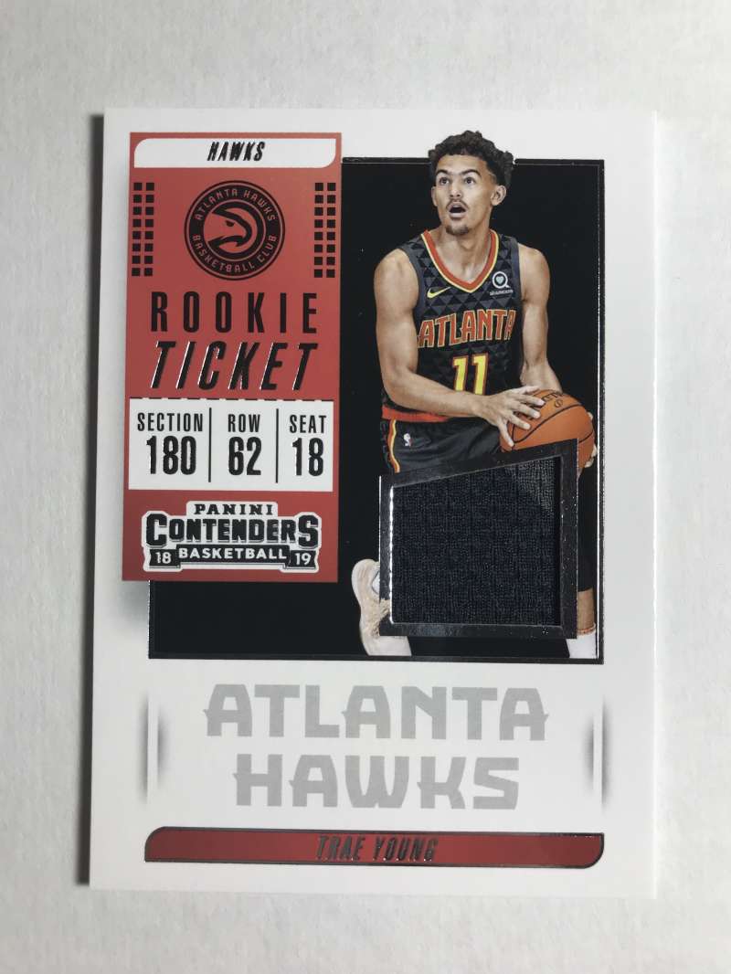2018-19 Panini Contenders Rookie Ticket Swatches Basketball Trae Young Jersey/Relic Atlanta Hawks  Official NBA Card From Panini