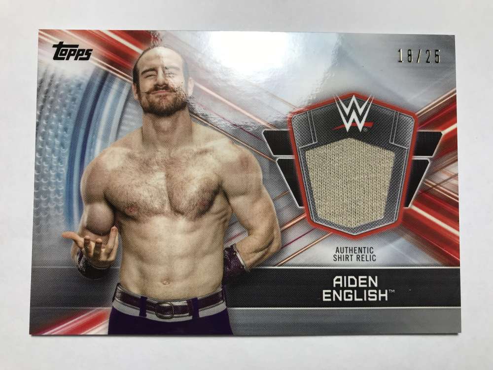 2019 Topps Road to WrestleMania Shirt Relics Silver #SR-AE Aiden English Jersey/Relic SER/25 