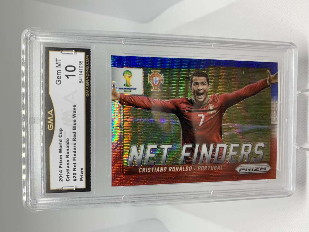 GMA Graded GEM MINT 10 Cert #841141055 2014 Panini Prizm World Cup Net Finders Red White and Blue #20 Cristiano Ronaldo 